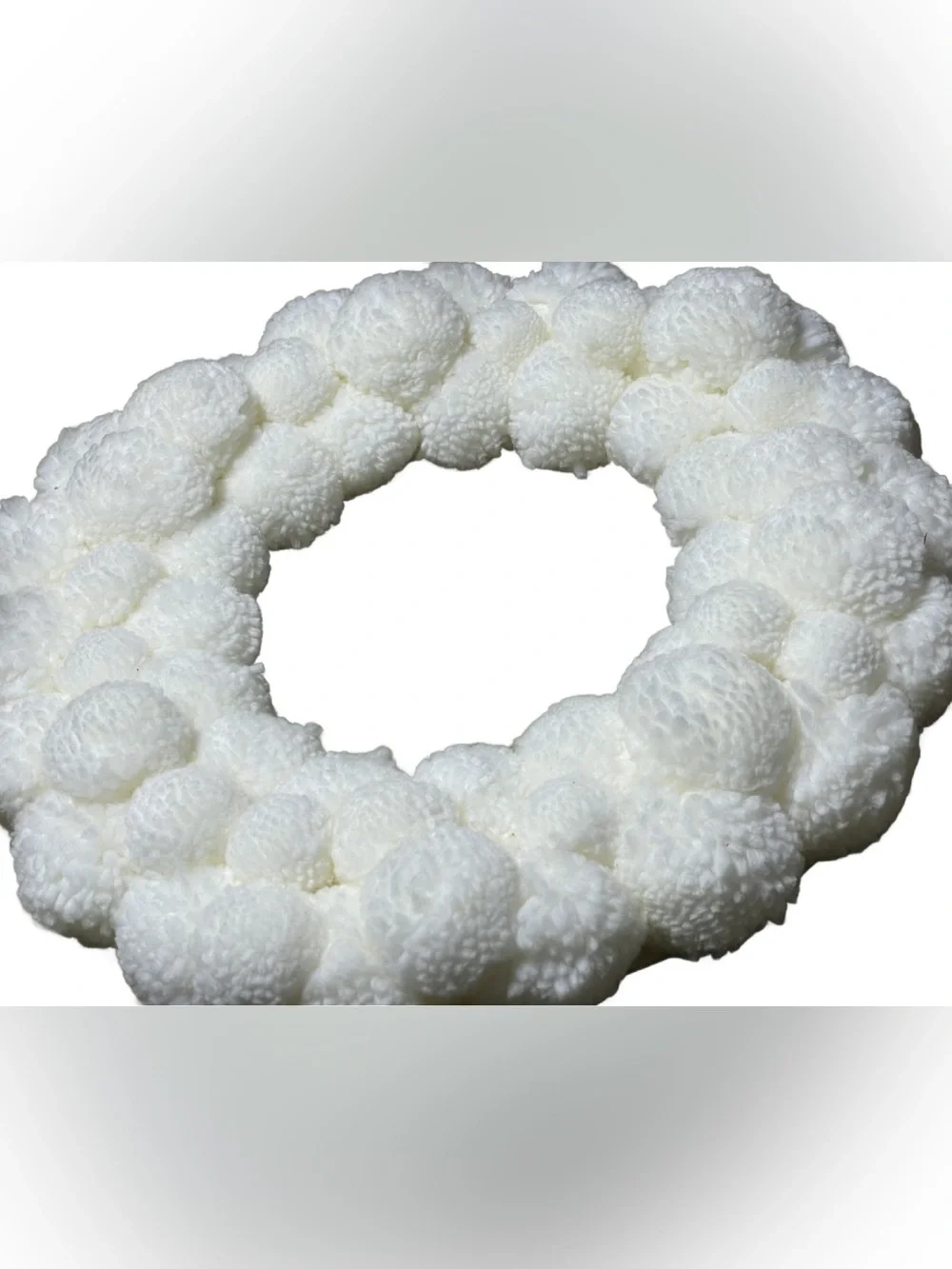 White Pom-Pom Knit Christmas Wreath – 14” x 14”